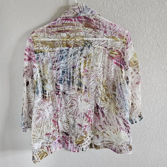 Coldwater Creek Woman's Size 18 Colorful  Burnout Sheer  Full Zip Jacket LT Weig - Picture 2 of 6